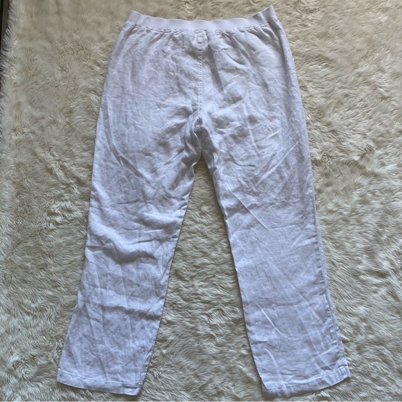 Coldwater Creek Pants Pull On Elastic Waist 100% Linen White 16 - Picture 5 of 12